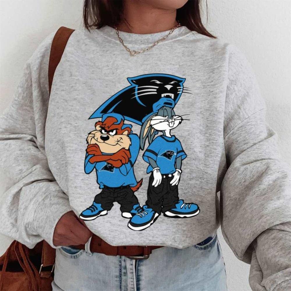 Looney Tunes Bugs And Taz Carolina Panthers Tee Sweatshirt